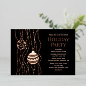 ブラッククリエレガントスマスパーティー企業のホリデイ 箔招待状 (立ち正面)