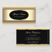 ブラッククリエレガントームライトグラデーション金ゴールドデコーフレーム 名刺 (正面/裏面)