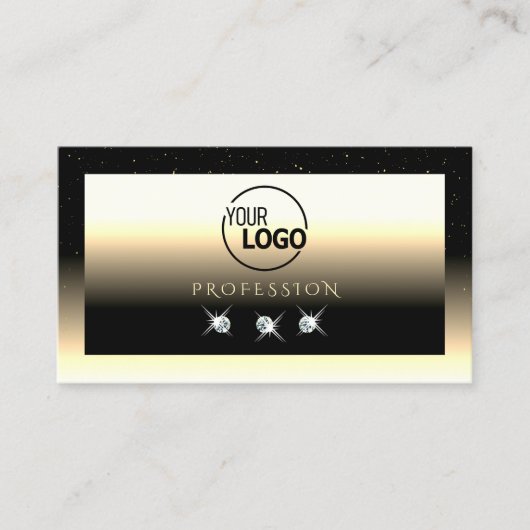 ブラッククリスタイリッシューム金ゴールドスパークルダイヤモンド追加ロゴ 名刺 (正面)