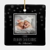 ブラッククリスマスに写真を追加 セラミックオーナメント (裏面)