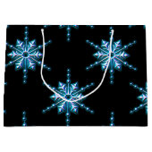 ブラッククリスマスに咲く青い氷の雪 ラージペーパーバッグ (正面)