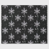 ブラッククリスマスに白い雪 ラッピングペーパー (フラット)