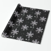 ブラッククリスマスに白い雪 ラッピングペーパー (アンロールド)