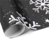 ブラッククリスマスに白い雪 ラッピングペーパー (ロールコーナー)