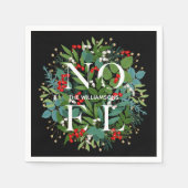 ブラッククリスマスに緑を咲かせるNOEL スタンダードカクテルナプキン (正面)