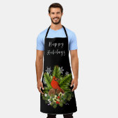 ブラッククリスマスのグリーン エプロン (着用した状態)
