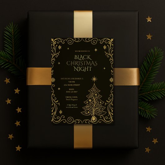 ブラッククリスマスの夜 高級パーティー招待状 招待状