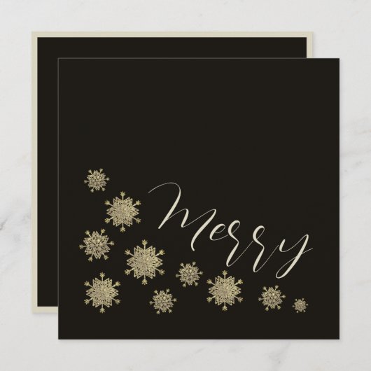 ブラッククリスマスの雪の結晶の非写真 シーズンカード (正面/裏面)