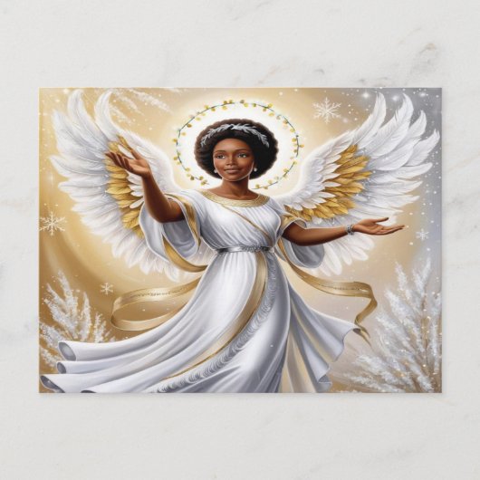 ブラッククリスマスエンジェル金ゴールドポストカード シーズンポストカード (正面)