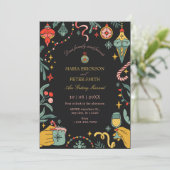 ブラッククリスマスオーナメント結婚式招待状 招待状 (スタンド正面)