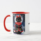 ブラッククリスマスキャット入りモグ マグカップ (左)