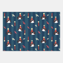 ブラッククリスマスキャット ラッピングペーパーシート