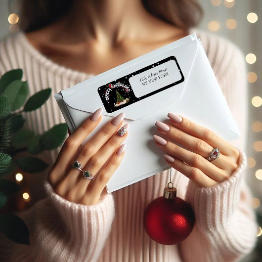 ブラッククリスマスグラフィティ差出人住所ラベル ラベル