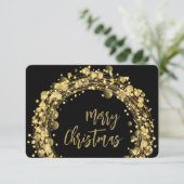 ブラッククリスマスグリーティングカードに星 サンキューカード (スタンド正面)