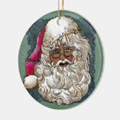 ブラッククリスマスサンタカスタムオーナメント セラミックオーナメント (左)