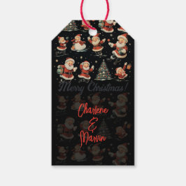 ブラッククリスマスサンタクローススノーマンレトロギフトタグ ギフトタグ
