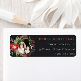 ブラッククリスマスサークル写真ポインセチアの住所 ラベル