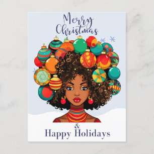 ブラッククリスマスシスタメラニンクイーンウィメンズクリスマス シーズンポストカード