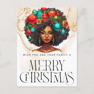 ブラッククリスマスシスタメラニンクイーンウィメンズクリスマス ポストカード