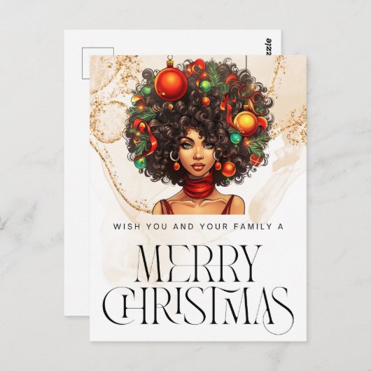 ブラッククリスマスシスタメラニンクイーンウィメンズクリスマス ポストカード (正面/裏面)