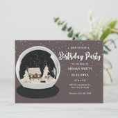 ブラッククリスマススノーグローブウィンター誕生日 招待状 (スタンド正面)