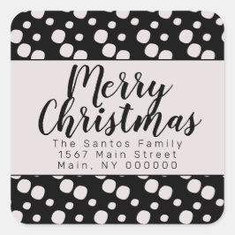 ブラッククリスマススノーボールパターンアドレス スクエアシール