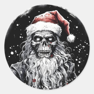 ブラッククリスマスゾンビサンタ ラウンドシール