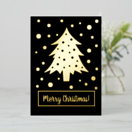 ブラッククリスマスツリークリスマスの休日とあなたの言葉 箔シーズンカード