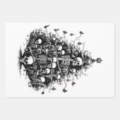 ブラッククリスマスツリースカルと骨3芸術 ラッピングペーパーシート (正面2)