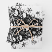 ブラッククリスマスツリースカルと骨3芸術 ラッピングペーパーシート (インサイチュ)