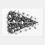 ブラッククリスマスツリースカルと骨3芸術 ラッピングペーパーシート (正面)