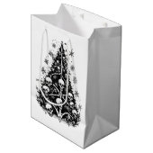ブラッククリスマスツリースカルと骨 ミディアムペーパーバッグ (正面アングル)