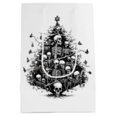 ブラッククリスマスツリースカルと骨 ミディアムペーパーバッグ (裏面)