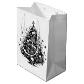ブラッククリスマスツリースカルと骨 ミディアムペーパーバッグ (裏面アングル)