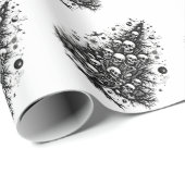 ブラッククリスマスツリースカルと骨 ラッピングペーパー (ロールコーナー)