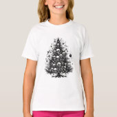 ブラッククリスマスツリースカルと骨 Tシャツ (正面)