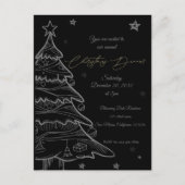ブラッククリスマスツリーホリデーパーティー招待状 ポストカード (正面)