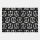 ブラッククリスマスツリーヴィンテージ ラッピングペーパーシート (正面3)