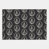 ブラッククリスマスツリーヴィンテージ ラッピングペーパーシート (正面2)