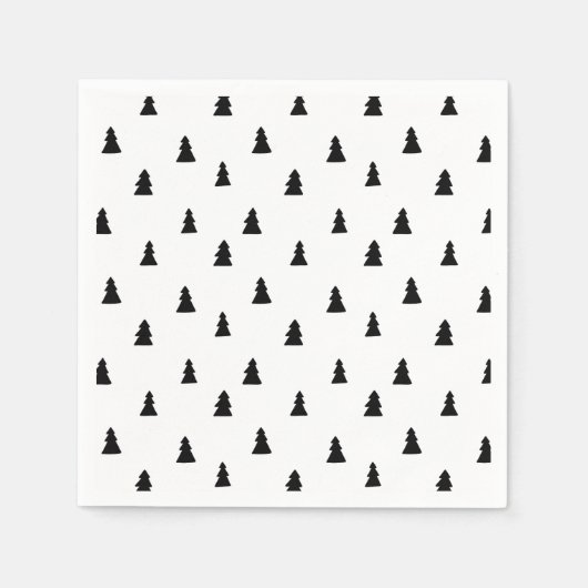 ブラッククリスマスツリー北欧パターン スタンダードカクテルナプキン (正面)