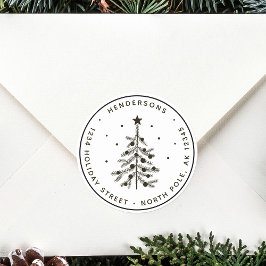 ブラッククリスマスツリー差出人住所 ラウンドシール