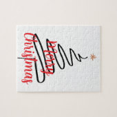 ブラッククリスマスツリー(カスタマイズ可能) ジグソーパズル (横)