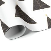 ブラッククリスマスツリー、金ゴールド"光の文字列" ラッピングペーパー (ロールコーナー)