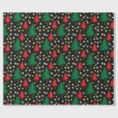 ブラッククリスマステーマ ラッピングペーパー (フラット)