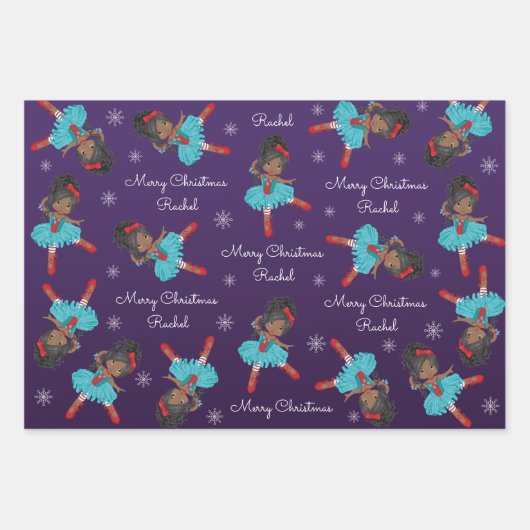 ブラッククリスマスバレリーナ ラッピングペーパーシート (正面)