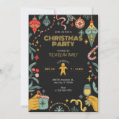 ブラッククリスマスパーティーオーナメント招待状 招待状 (正面)