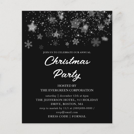 ブラッククリスマスパーティー予算招待状 (正面)