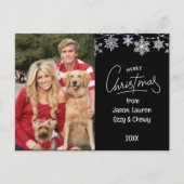 ブラッククリスマスファミリーフォトペットメッセージ シーズンポストカード (正面)