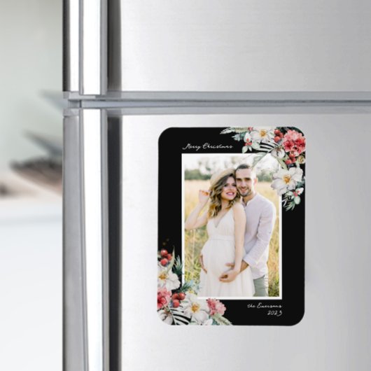 ブラッククリスマスフォトエレガントマグネット マグネット