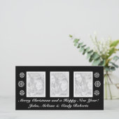 ブラッククリスマスフォトカードテンプレート | 写真3枚 シーズンカード (スタンド正面)